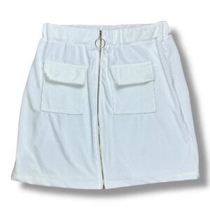 NWOT Marci White Stretchy Terry Cloth Mini Skirt
